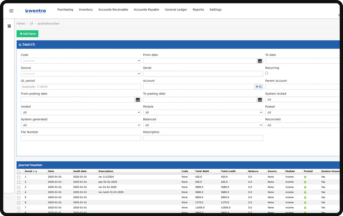 Accounting screenshot