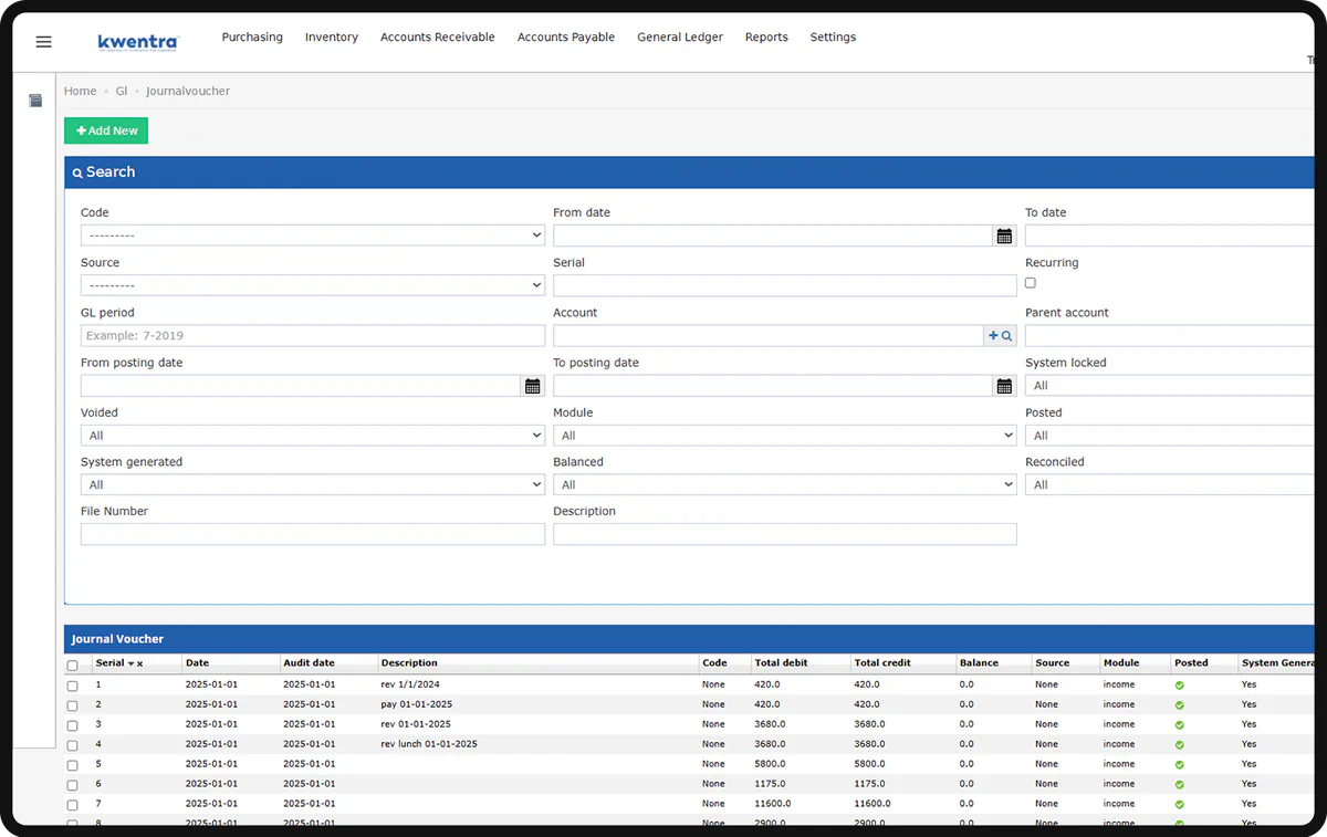 Purchasing & Inventory screenshot